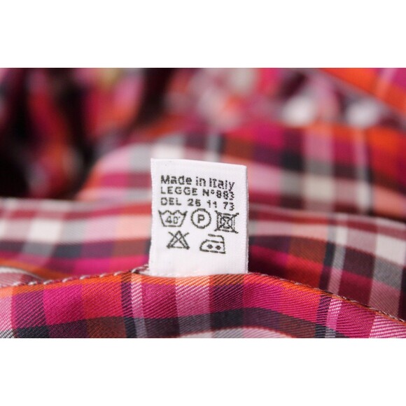 Kiton Napoli 100% Cotton Red Plaid Button Up Shirt Men’s Dress Casual Sz M - Picture 11 of 11